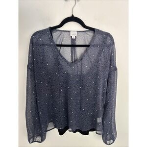 Peyton Jensen‎ Women's Small Made In USA Blue Leopard Print Sheer Built-In Cami